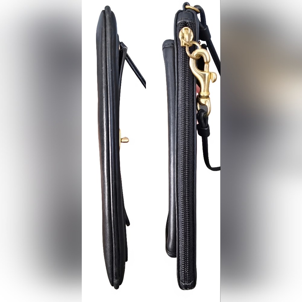 Vintage Coach Front Flap Turnlock Leather Wristlet Wallet in black EUC 7 × 4 - Picture 7 of 9